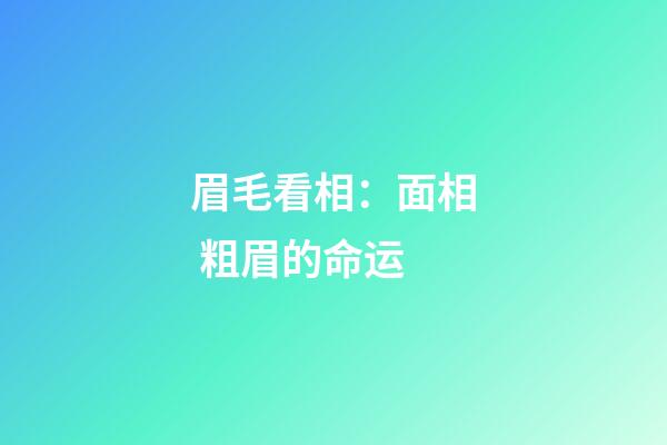 眉毛看相：面相 粗眉的命运